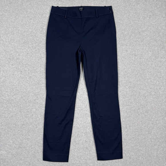 J Crew Pants Womens 4 Winnie Pant Ankle Crop Navy Blue Stretch Cotton Career NWT - Picture 1 of 13